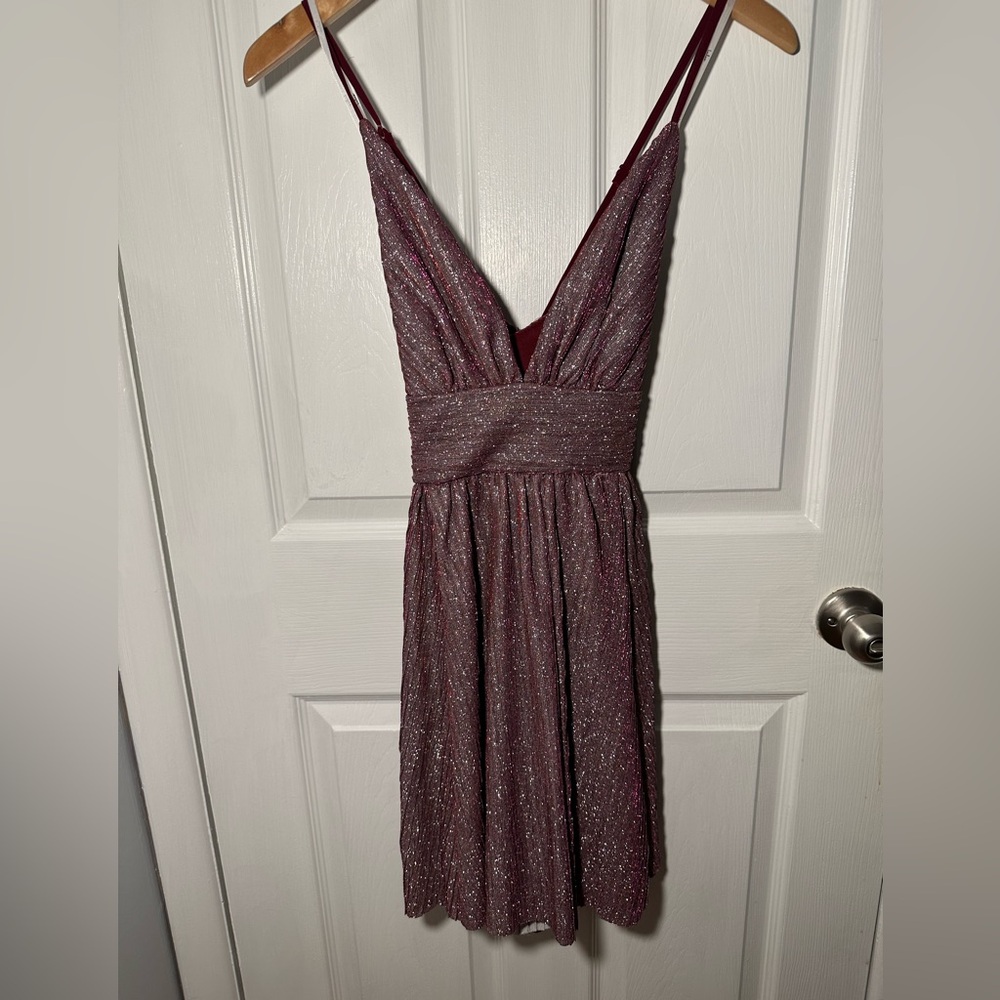 Lulus Stop the Show Glitter Skater Womens Dress Pink Purple - Size Small - Picture 5 of 12